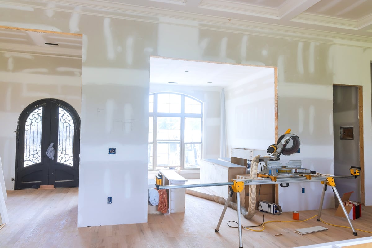 Modern living space mid-renovation during a home remodeling project